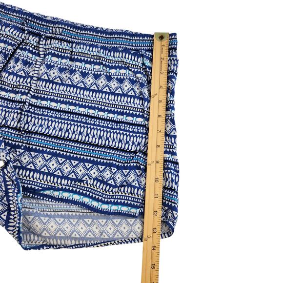 Old Navy Shorts Womens XL Blue White Geometric Boho Pull On Elastic Waist Beads - Picture 10 of 11